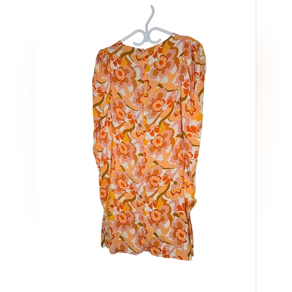 AFRM XS Y2K Floral Mini Dress Sheer Long Sleeve Cutout Tie Front Bratz Style - Picture 5 of 8